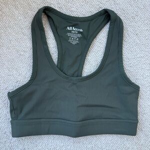 All Access Ribbed Front Row Sports Bra, Army Green, Size XS